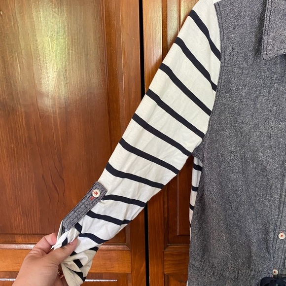 Anthropologie Postmark Striped Chambray Belted Shirt Dress Size Large - Picture 2 of 7